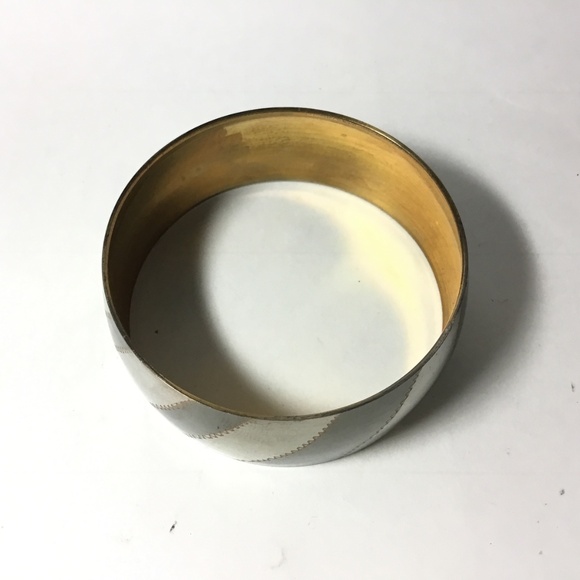 Wide Vintage Engraved Brass Bangle - Picture 3 of 3